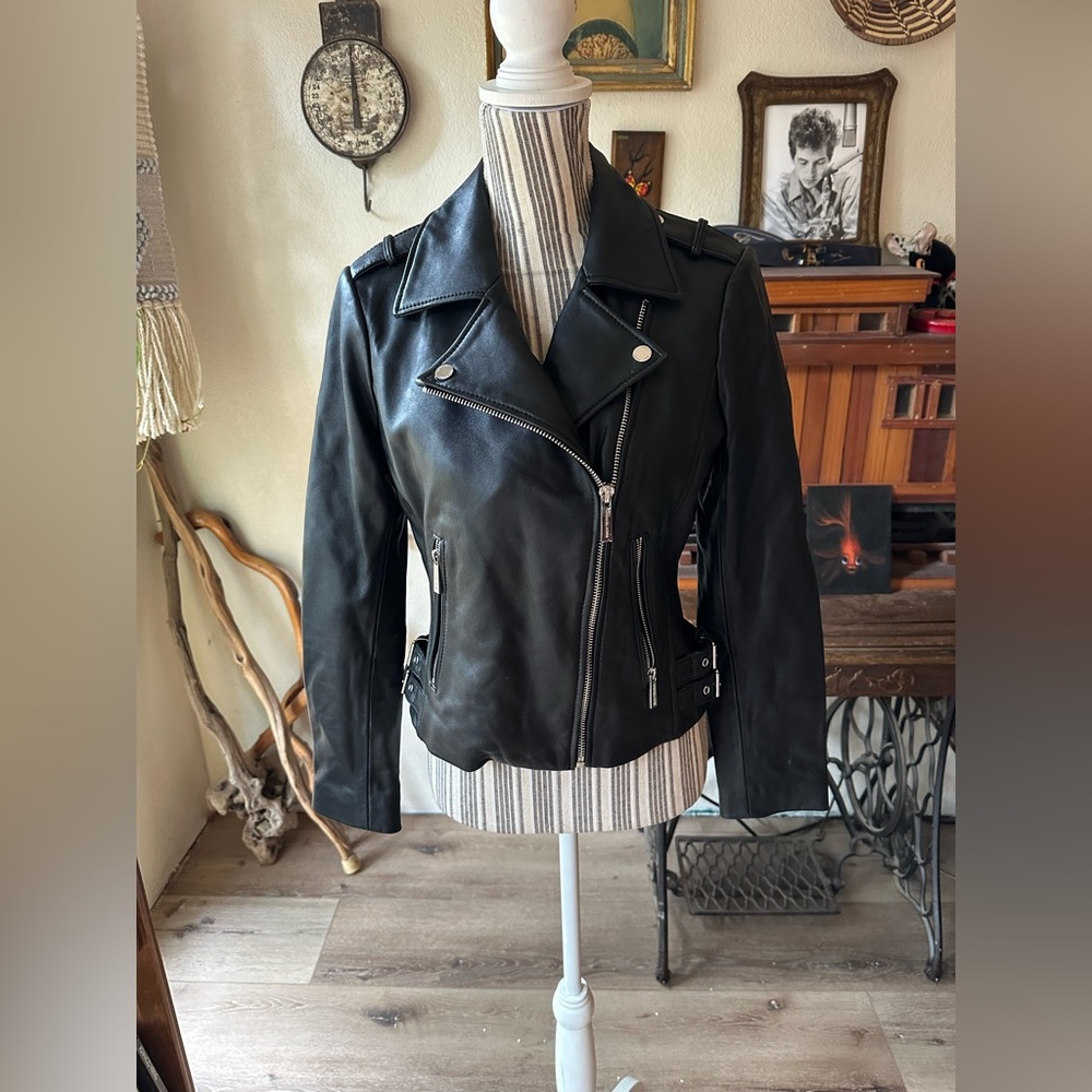 Michael Michael Kors Black Leather Women's Moto Jacket
